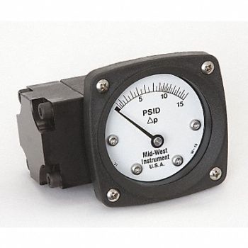 MIDWEST INSTRUMENT D0756 Pressure Gauge 0 to 15 psi, 3GVD8