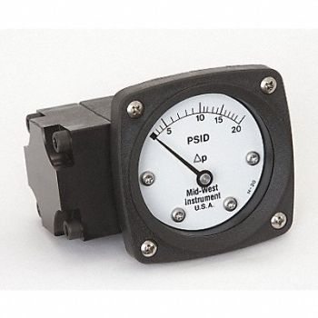MIDWEST INSTRUMENT D0756 Pressure Gauge 0 to 20 psi, 3GVD9