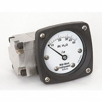 MIDWEST INSTRUMENT D0757 Pressure Gauge 0 to 50 In H2O, 3GVE8