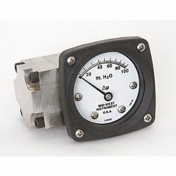 MIDWEST INSTRUMENT D0757 Pressure Gauge 0 to 100 In H2O, 3GVE9