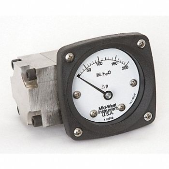 MIDWEST INSTRUMENT D0757 Pressure Gauge 0 to 200 In H2O, 3GVF1