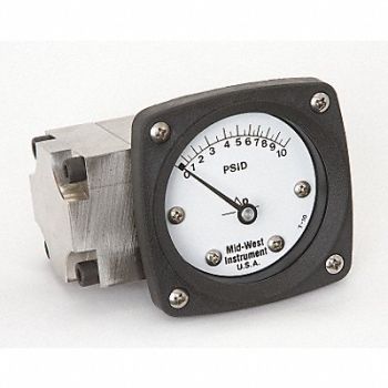 MIDWEST INSTRUMENT D0757 Pressure Gauge 0 to 10 psi, 3GVF3