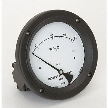 MIDWEST INSTRUMENT D0758 Pressure Gauge 0 to 20 In H2O, 3GVG1