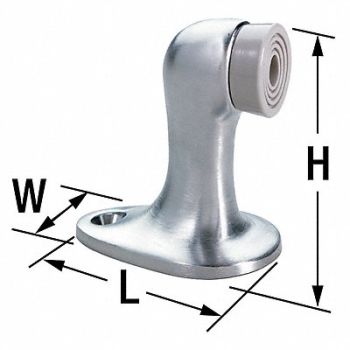 ROCKWOOD Rigid Door Stop Floor Mount Satin Chrome, 3HHX8