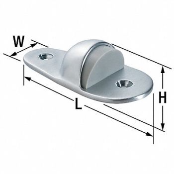 ROCKWOOD Dome Door Stop Floor Mount Satin Chrome, 3HHZ2