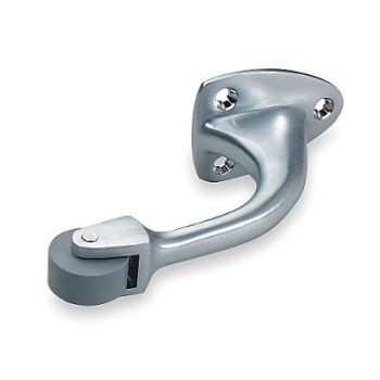 ROCKWOOD Curved Roller Stop Satin Chrome Screw-In, 20KA62