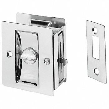 ROCKWOOD Locking Pocket Door Pull Handle Brass, 3HJJ5