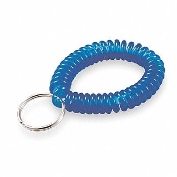 LUCKY LINE PRODUCTS Wrist Coil with Split Key Ring Blue PK5, 3HJT9