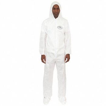 BODYFILTER 95+ D2189 Hooded Coverall Attached Boots 4XL PK25, 3HKJ3