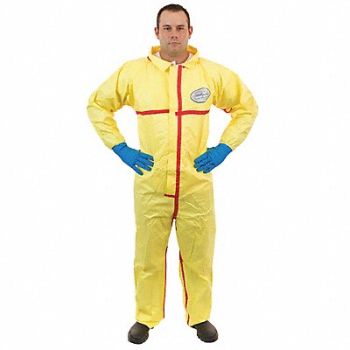 CHEMSPLASH D2184 Collared Coverall Open Yellow 4XL PK6, 3HKK9