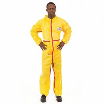 CHEMSPLASH D2186 Collared Coverall Elastic Yellow 4XL PK6, 3HKL6