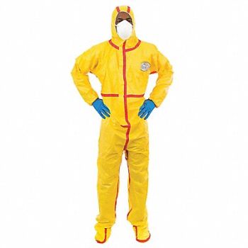 CHEMSPLASH D2191 Hooded Coverall Attached Boots 4XL PK6, 3HKN9