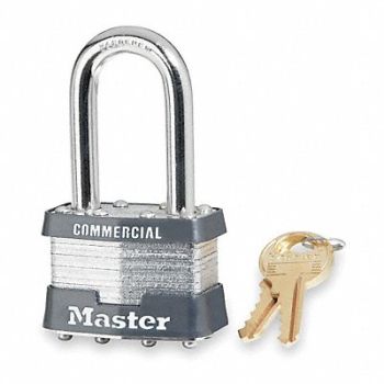 MASTER LOCK Keyed Padlock 3/4 in Rectangle Silver, 3HUA2