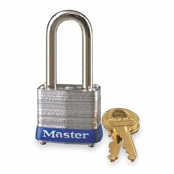 MASTER LOCK Keyed Padlock 1/2 in Rectangle Silver, 3HWC5