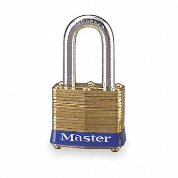 MASTER LOCK Keyed Padlock 5/8 in Rectangle Gold, 3HUD4