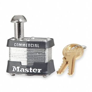 MASTER LOCK Keyed Padlock Rectangle Silver, 3HUH9