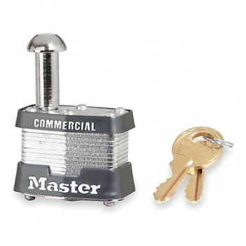 MASTER LOCK Keyed Padlock Rectangle Silver, 3HWK4