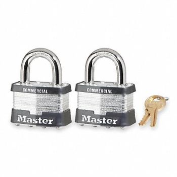 MASTER LOCK Keyed Padlock 15/16 Rectangle Slvr PK2, 3HUJ5