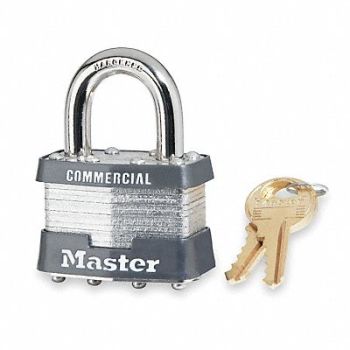 MASTER LOCK Keyed Padlock 3/4 in Rectangle Silver, 3HVZ5