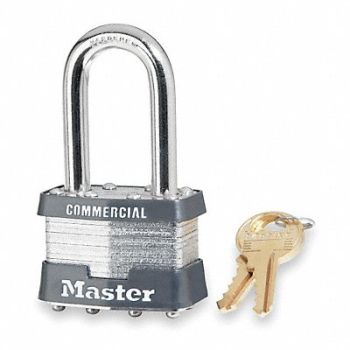 MASTER LOCK Keyed Padlock 3/4 in Rectangle Silver, 3HVZ9