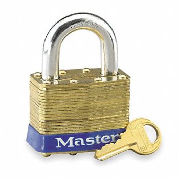 MASTER LOCK Keyed Padlock 15/16 in Rectangle Gold, 3HWF7