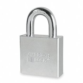 AMERICAN LOCK Keyed Padlock 3/4 in Rectangle Silver, 3HWH5
