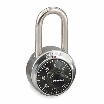 MASTER LOCK Combination Padlock 3/4 in Round Silver, 3HWJ1