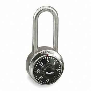 MASTER LOCK Combination Padlock 3/4 in Round Silver, 3HWJ2