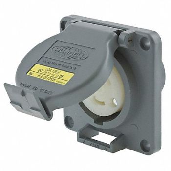 HUBBELL Watertight Locking Receptacle 30 Gray, 3HZ79