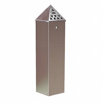SMOKERS OASIS Cigarette Receptacle 1-3/4 gal Silver, 3JFF9