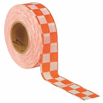 PRESCO PRODUCTS CO Flagging Tape Wh/Orng 300 ft x 1-3/8 In, 3JVY1