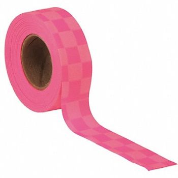 PRESCO PRODUCTS CO Flagging Tape Pnk Glo/Wh 150ft x 1-3/8In, 3JVY2