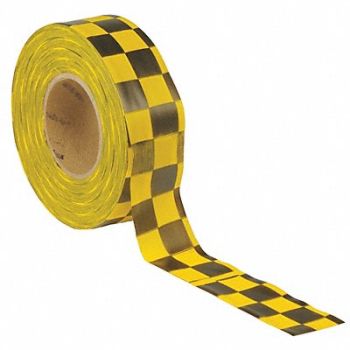 PRESCO PRODUCTS CO Flagging Tape Yllw/Blk 300 ft x 1-3/8 In, 3JVY6