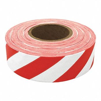 PRESCO PRODUCTS CO Flagging Tape White/Red 300ft x 1-3/8 W, 3JWC9