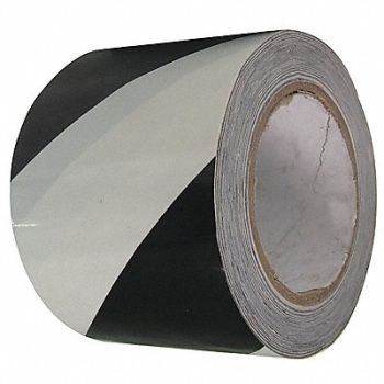CONDOR Floor Tape Black/White 3 inx108 ft Roll, 3JXX8