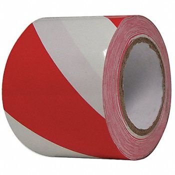 CONDOR Floor Tape Red/White 3 inx108 ft Roll, 3JXY1