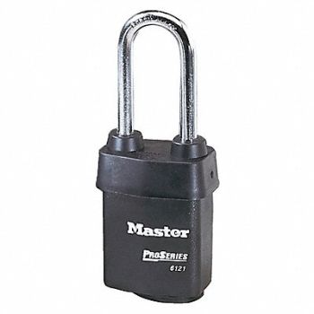 MASTER LOCK Keyed Padlock 7/8 in Rectangle Black, 3JZG2