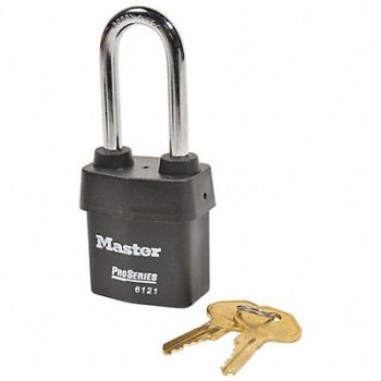 MASTER LOCK Keyed Padlock 7/8 in Rectangle Black, 49CD69