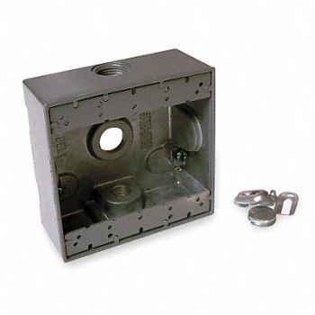 BELL Weatherproof Box 2Gang 3Inlet Alum, 4A243