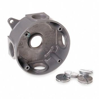 BELL Weatherproof Box 1Gang 5Inlet Alum, 3KG86