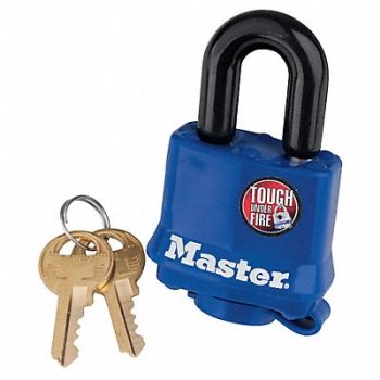 MASTER LOCK Keyed Padlock 1/2 in Rectangle Blue, 3KJJ5