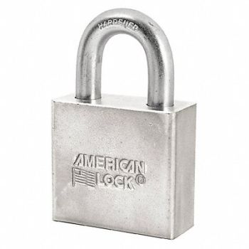 AMERICAN LOCK Keyed Padlock 3/4 in Rectangle Silver, 3KJR7