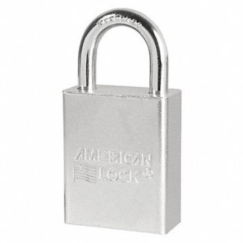 AMERICAN LOCK Keyed Padlock 3/4 in Rectangle Silver, 3KJT2