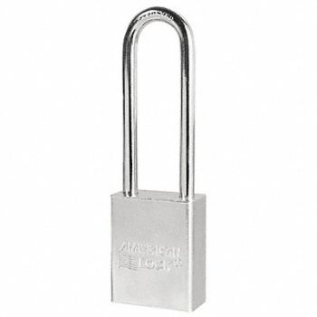 AMERICAN LOCK Keyed Padlock 3/4 in Rectangle Silver, 3KJT4