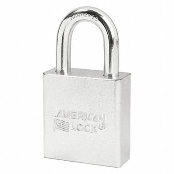 AMERICAN LOCK Keyed Padlock 3/4 in Rectangle Silver, 3KJT6
