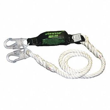 HONEYWELL MILLER K3343 Shock-Absorbing Lanyard White, 45JK08