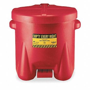 EAGLE Oily Waste Can 10 gal Poly Red, 3KN43