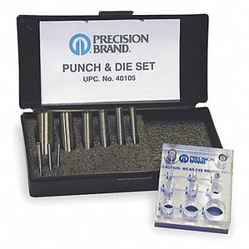 GRAINGER APPROVED Punch and Die Set 9pc Tool Steel, 3L759