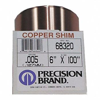 PRECISION BRAND Shim Stock Roll Copper 0.0100 In 6 In, 5HA20