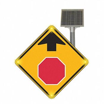 TAPCO LED Sign Stop Sign Ahead Aluminum 30x30, 3LAK5